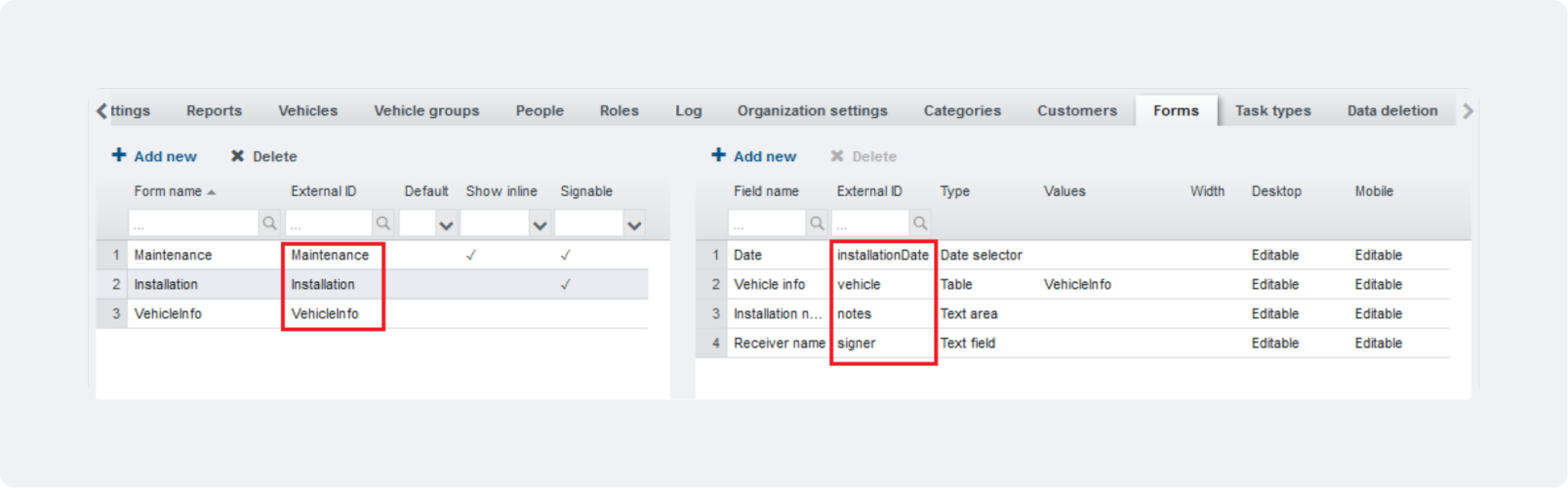 API Tasks management